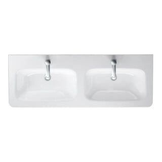 Duravit Meuble double vasque DuraStyle 130x48cm, 2 T, avec trop-plein, plan robinet, blanc