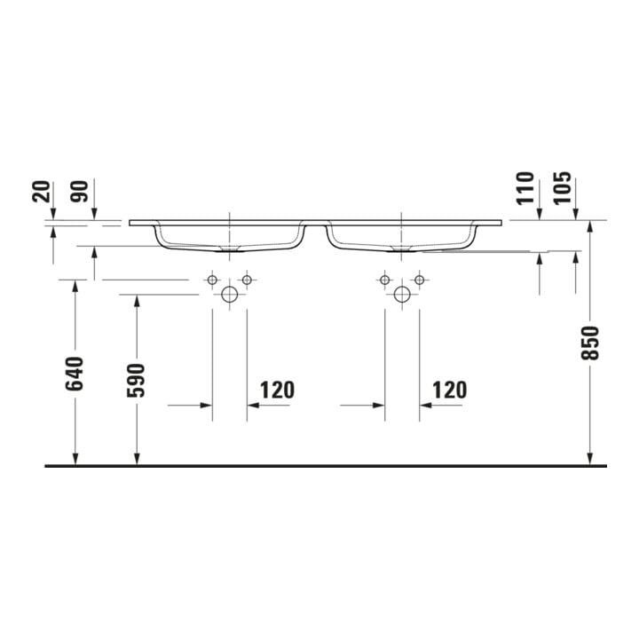 Duravit Meuble double vasque DuroCast Plus Sivida 129x48,5 cm, avec trou robinet, blanc mat soyeux