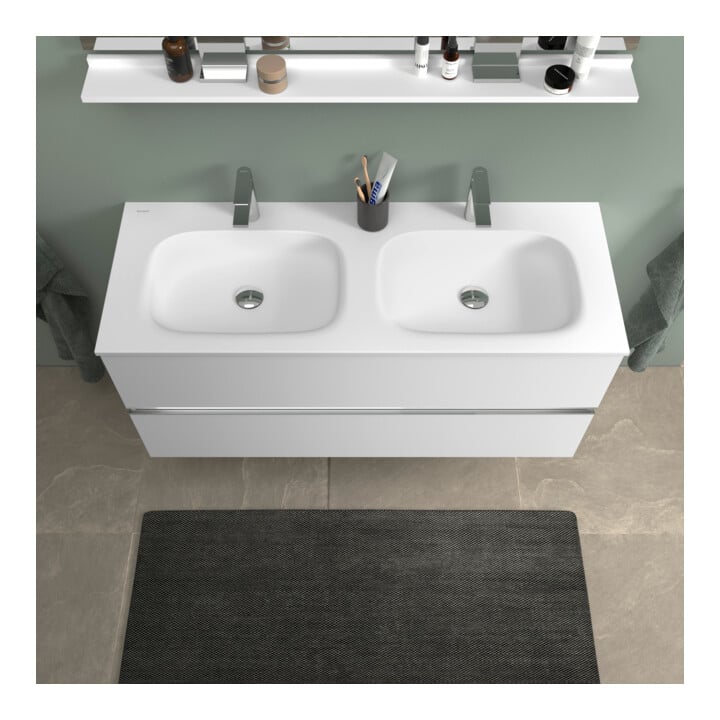 Duravit Meuble double vasque DuroCast Plus Sivida 129x48,5 cm, avec trou robinet, blanc mat soyeux