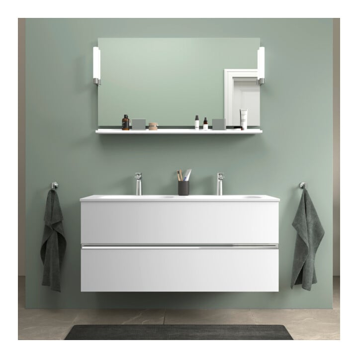 Duravit Meuble double vasque DuroCast Plus Sivida 129x48,5 cm, avec trou robinet, blanc mat soyeux