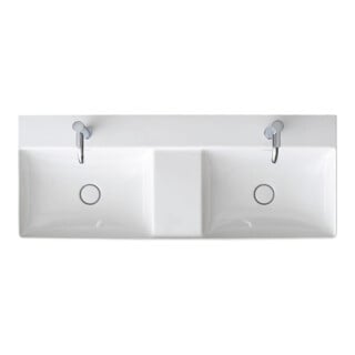 Duravit Meuble double vasque gs DuraSquare 120x47 cm, sans trop-plein, avec vidage, 1 trou de robinet, blanc