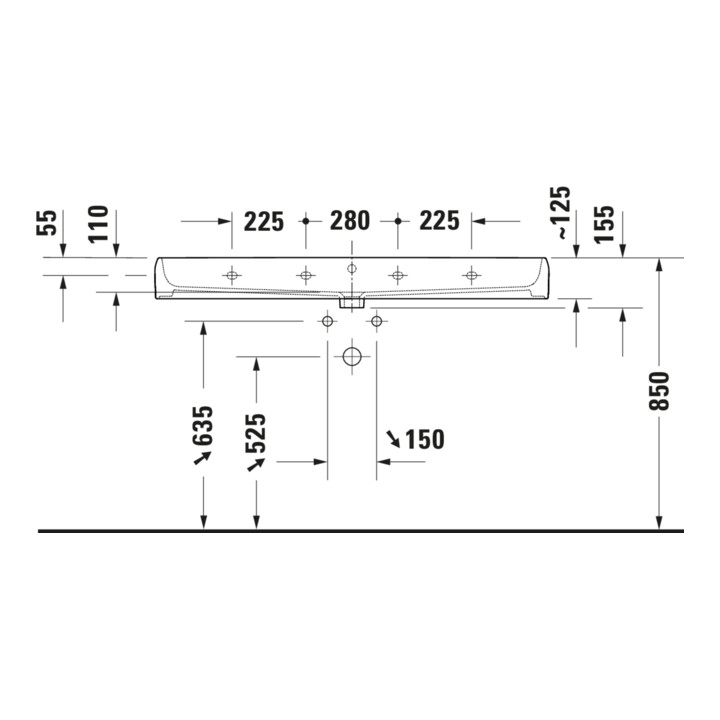 Duravit Meuble double vasque Qatego 120x47 cm, 2 trous, dessus blanc brillant