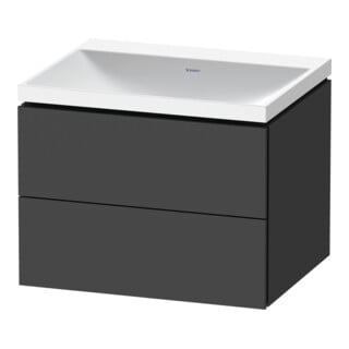 Duravit Meuble L-Cube 60x48x48 cm, sans robinet, graph ma, 2 tiroirs
