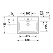 Duravit Meuble lavabo D-Neo 60x48 cm, sans robinet, blanc, avec trop-plein, perçage robinet-5