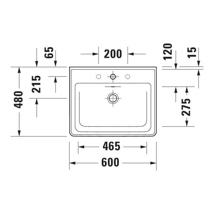 Duravit Meuble lavabo D-Neo 60x48 cm, sans robinet, blanc, avec trop-plein, perçage robinet