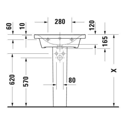 Duravit Meuble lavabo D-Neo 60x48 cm, sans robinet, blanc, avec trop-plein, perçage robinet