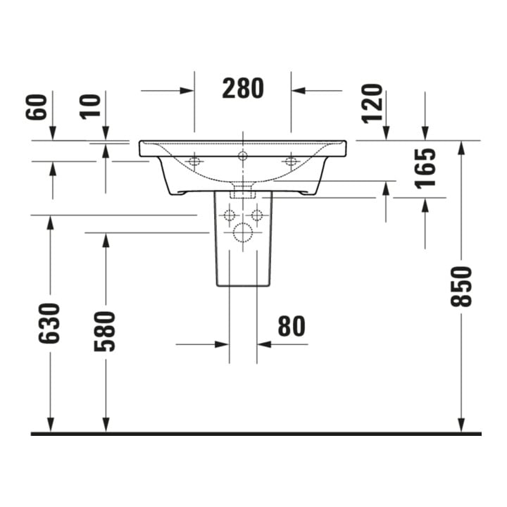 Duravit Meuble lavabo D-Neo 60x48 cm, sans robinet, blanc, avec trop-plein, perçage robinet
