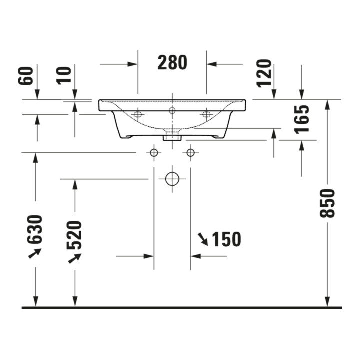 Duravit Meuble lavabo D-Neo 60x48 cm, sans robinet, blanc, avec trop-plein, perçage robinet