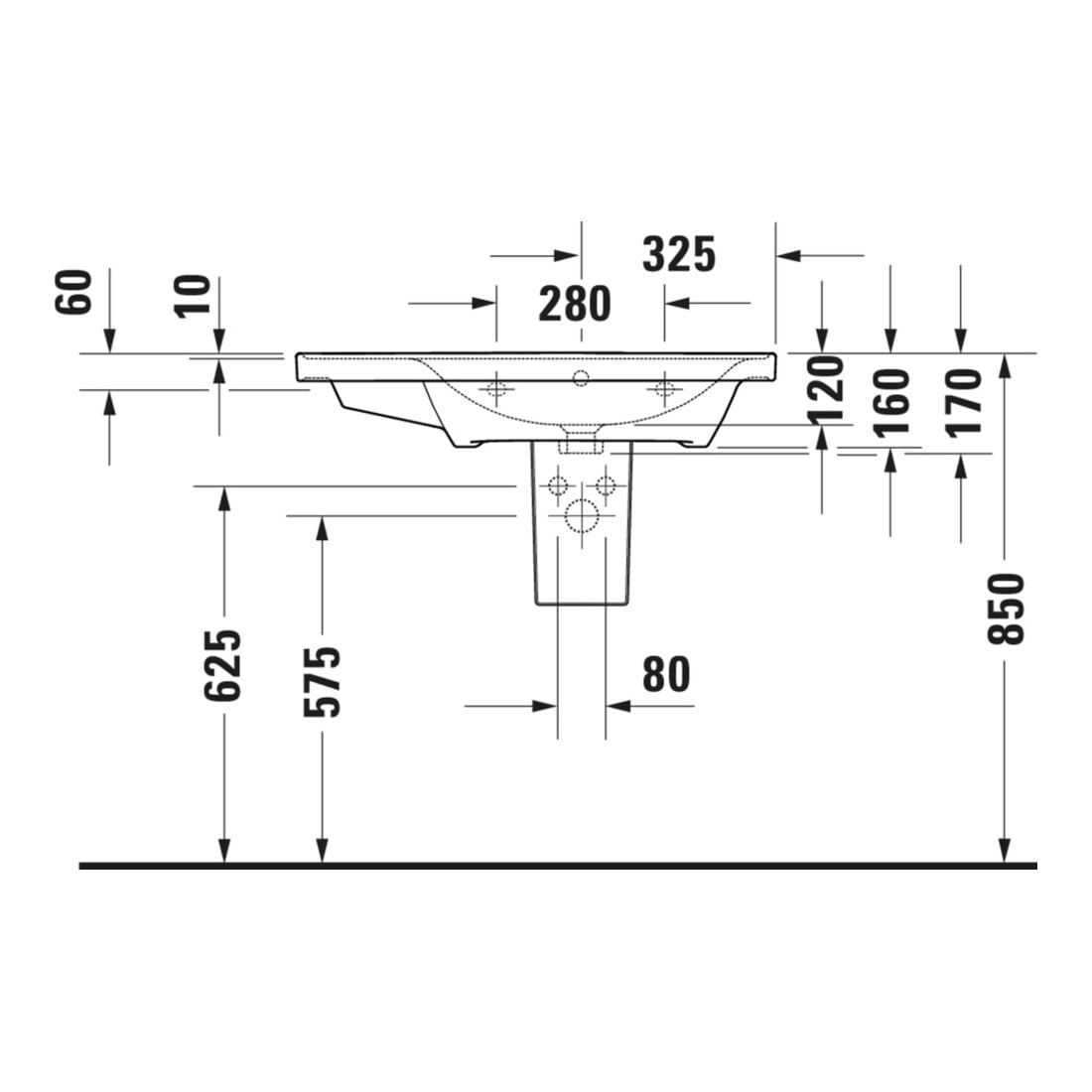 Duravit Meuble-lavabo D-Neo 80x48 cm, sans trop-plein, blanc, asy, B re, m ÜL, HLB