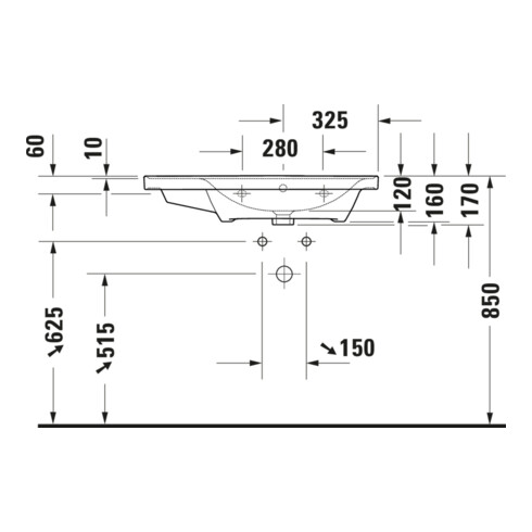 Duravit Meuble-lavabo D-Neo 80x48 cm, sans trop-plein, blanc, asy, B re, m ÜL, HLB