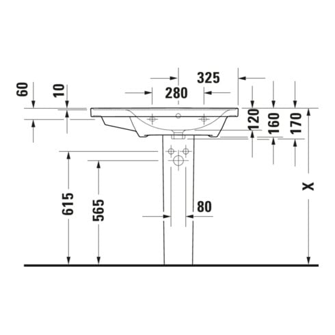 Duravit Meuble-lavabo D-Neo 80x48 cm, sans trop-plein, blanc, asy, B re, m ÜL, HLB