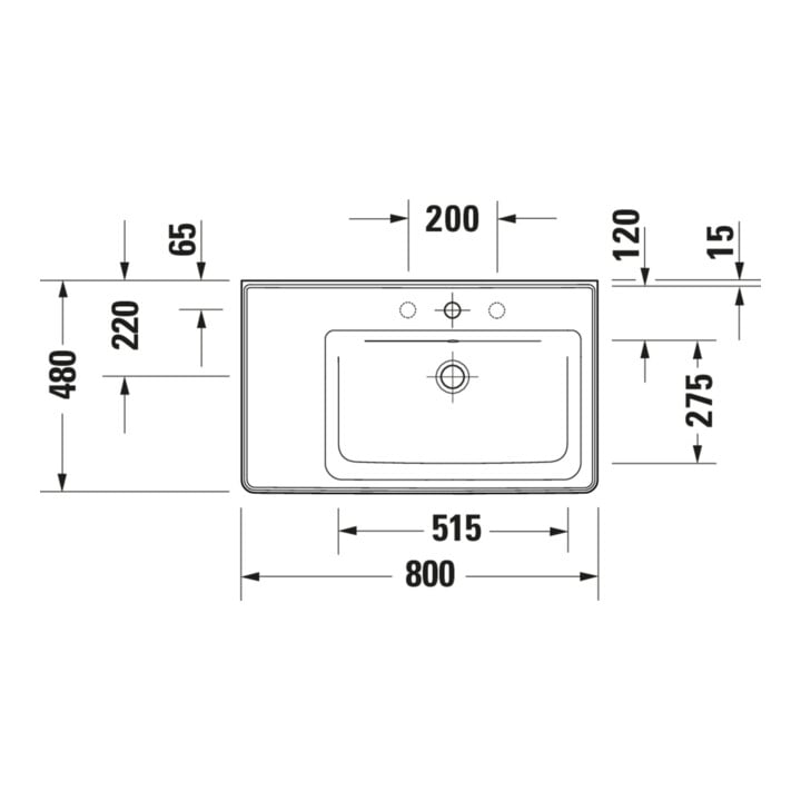 Duravit Meuble-lavabo D-Neo 80x48 cm, sans trop-plein, blanc, asy, B re, m ÜL, HLB