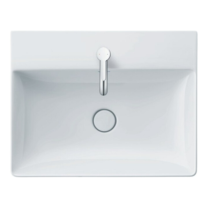 Duravit Meuble lavabo DuraSquare 60x47 cm, sans trop-plein, avec trop-plein, 1 trou de robinet, blanc