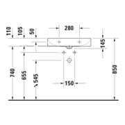 Duravit Meuble lavabo DuraSquare 60x47 cm, sans trop-plein, avec vidage, sans trou de robinet, blanc-5