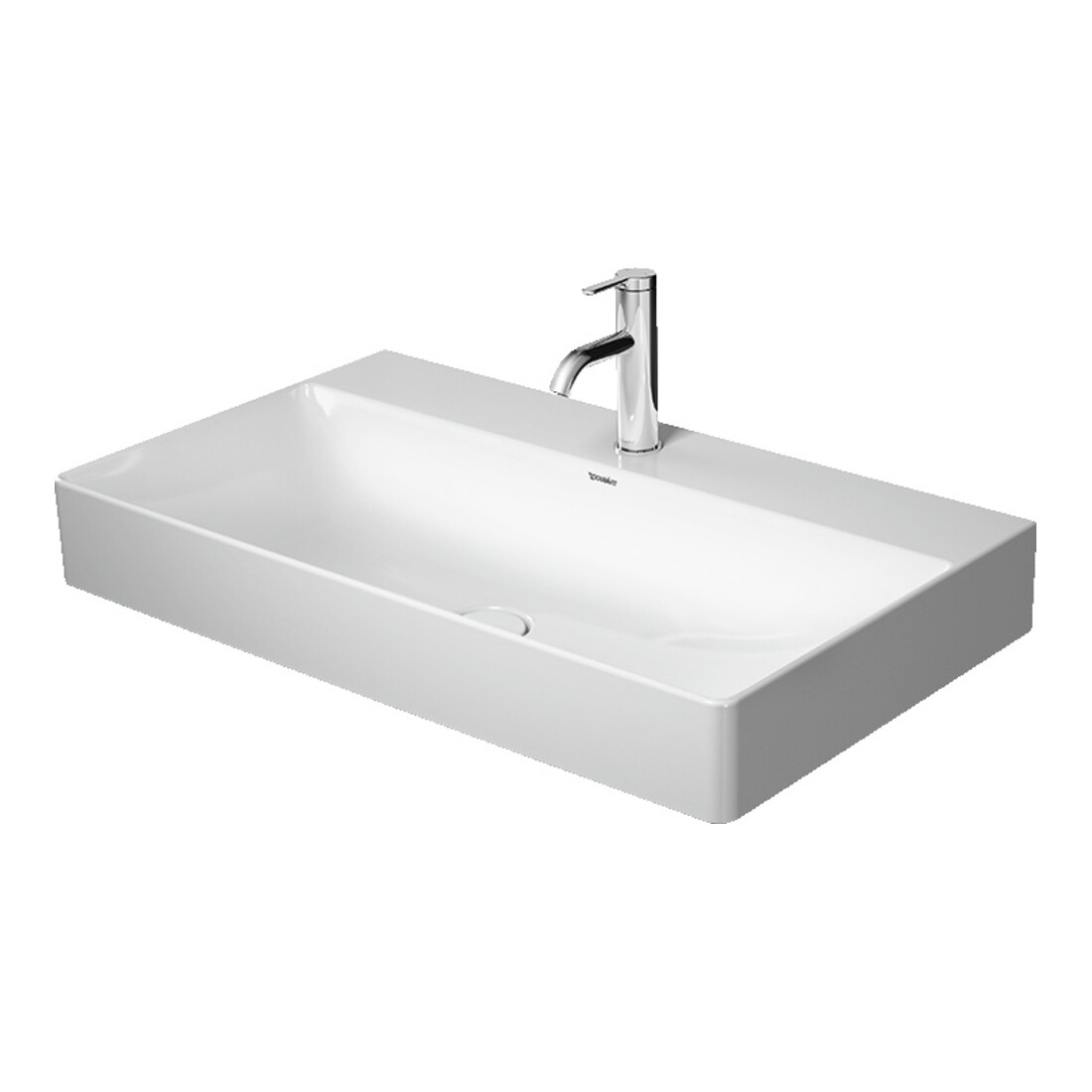 Duravit Meuble lavabo DuraSquare 80x47 cm, sans trop-plein, avec trop-plein, sans trou de robinet, blanc