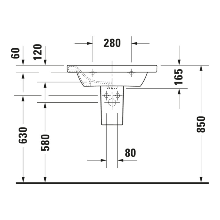 Duravit Meuble lavabo DuraStyle 65x48 cm, blanc, m HL, ÜL, plan vasque avec trou de robinetterie