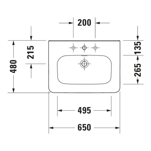 Duravit Meuble lavabo DuraStyle 65x48 cm, blanc, m HL, ÜL, plan vasque avec trou de robinetterie
