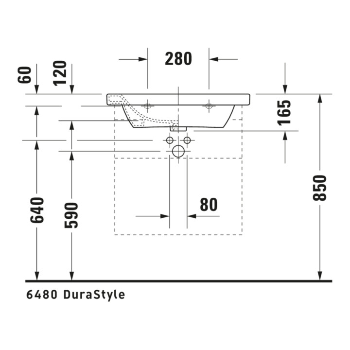 Duravit Meuble lavabo DuraStyle 65x48 cm, blanc, m HL, ÜL, plan vasque avec trou de robinetterie