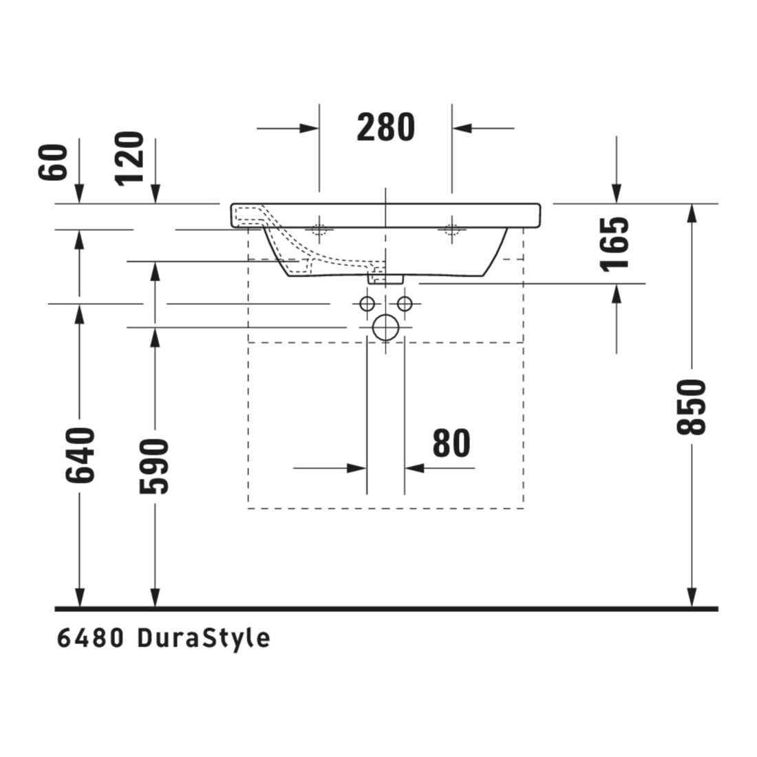 Duravit Meuble lavabo DuraStyle 65x48 cm, blanc, m HL, ÜL, plan vasque avec trou de robinetterie