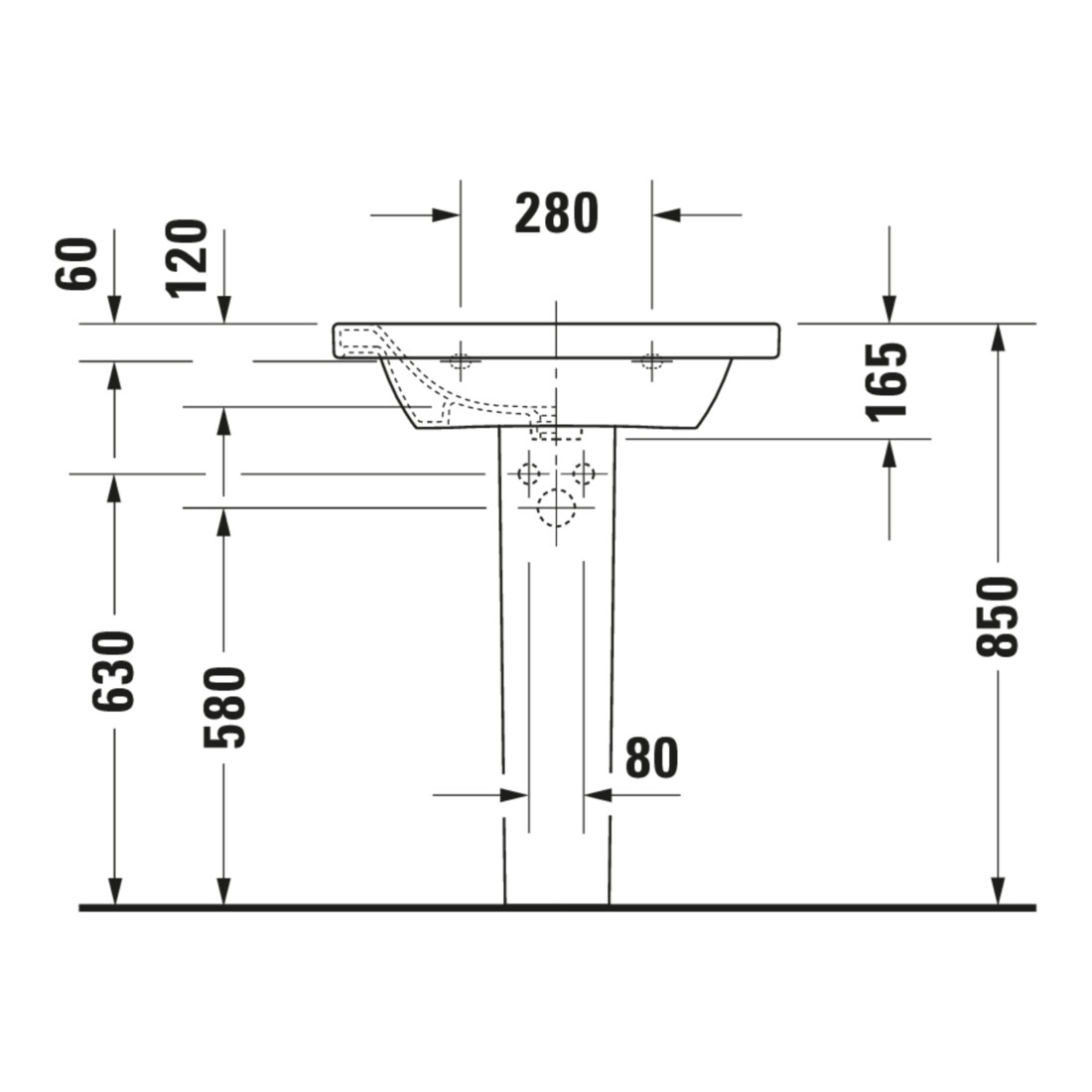 Duravit Meuble lavabo DuraStyle 65x48 cm, blanc, m HL, ÜL, plan vasque avec trou de robinetterie