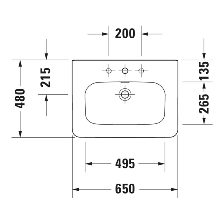Duravit Meuble lavabo DuraStyle 65x48 cm, blanc, m HL, ÜL, plan vasque avec trou de robinetterie