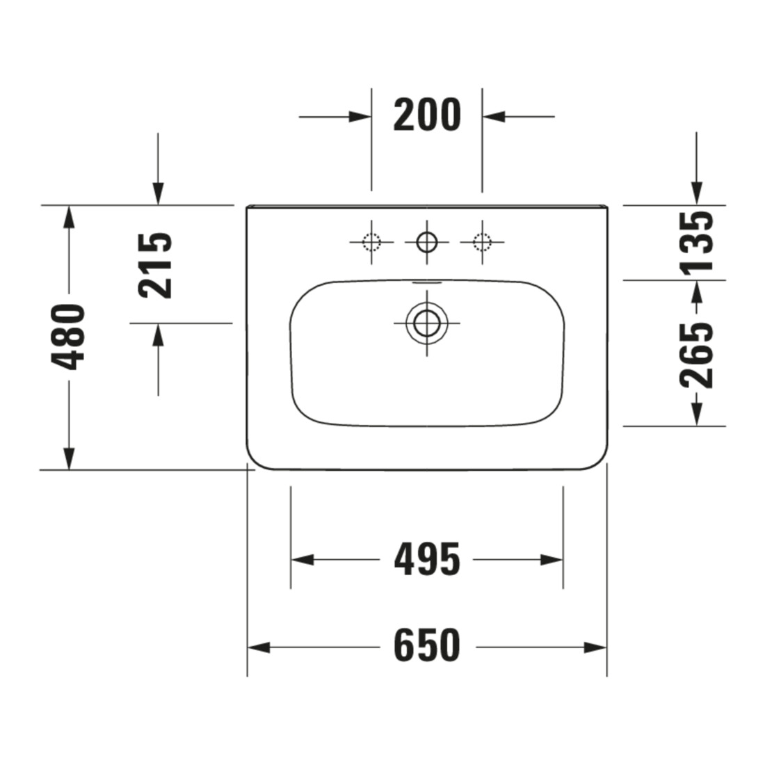 Duravit Meuble lavabo DuraStyle 65x48 cm, blanc, m HL, ÜL, plan vasque avec trou de robinetterie