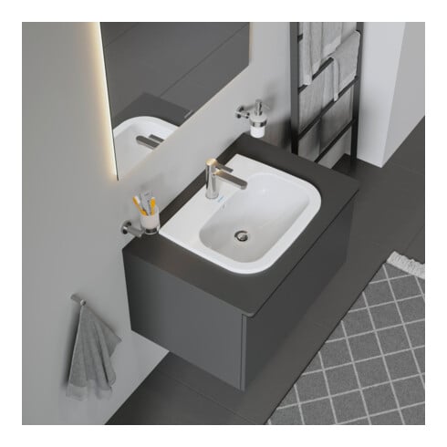 Duravit Meuble-lavabo encastré D-Code 54,5x43,5 cm, EB v o, m HL, Ü, HL, blanc