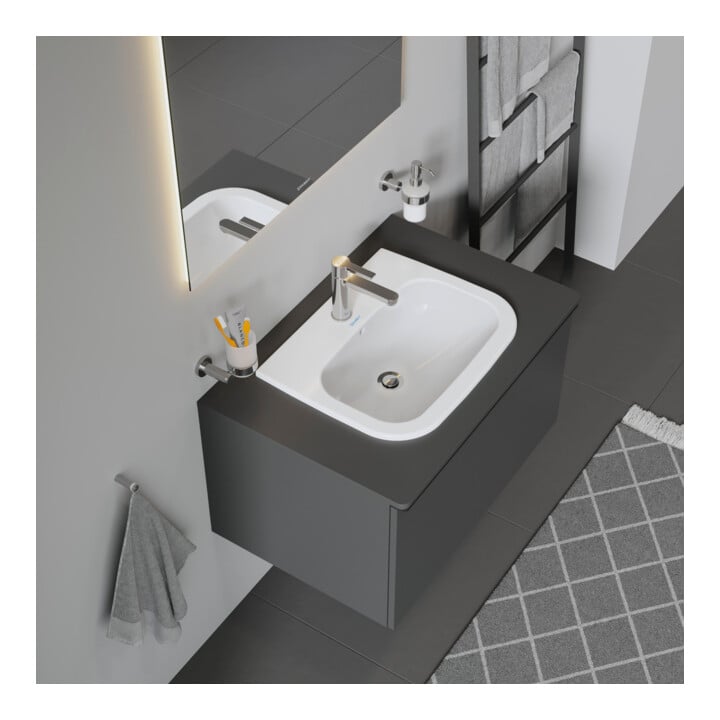 Duravit Meuble-lavabo encastré D-Code 54,5x43,5 cm, EB v o, m HL, Ü, HL, blanc