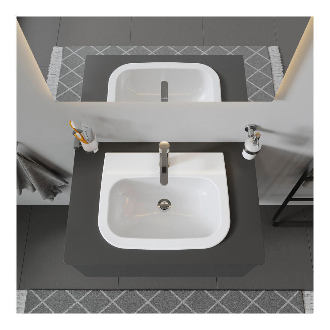 Duravit Meuble-lavabo encastré D-Code 54,5x43,5 cm, EB v o, m HL, Ü, HL, blanc