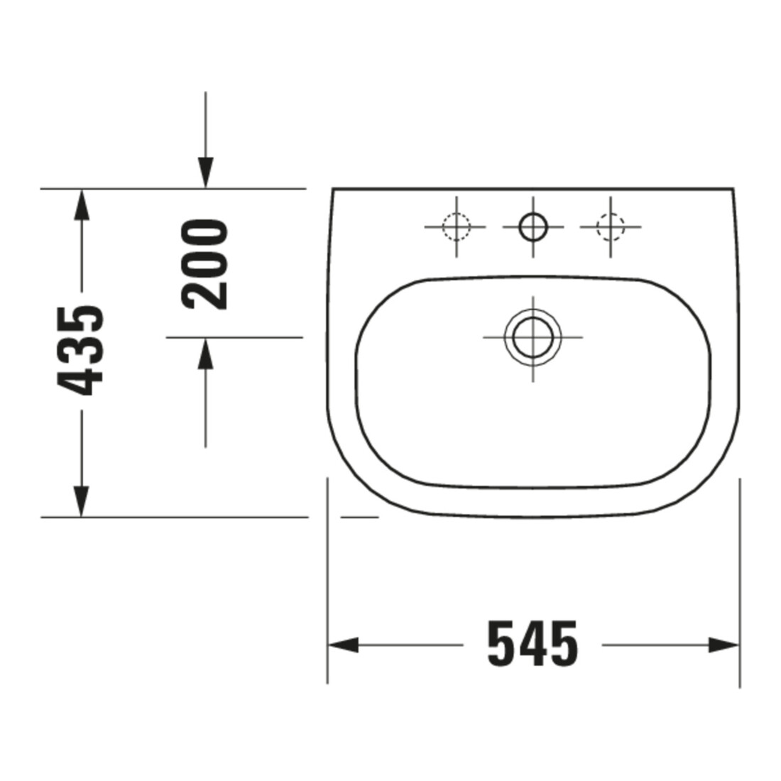 Duravit Meuble-lavabo encastré D-Code 54,5x43,5 cm, EB v o, m HL, Ü, HL, blanc