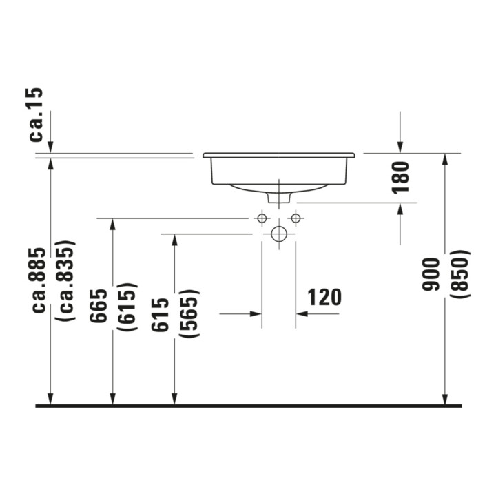 Duravit Meuble-lavabo encastré D-Code 54,5x43,5 cm, EB v o, m HL, Ü, HL, blanc