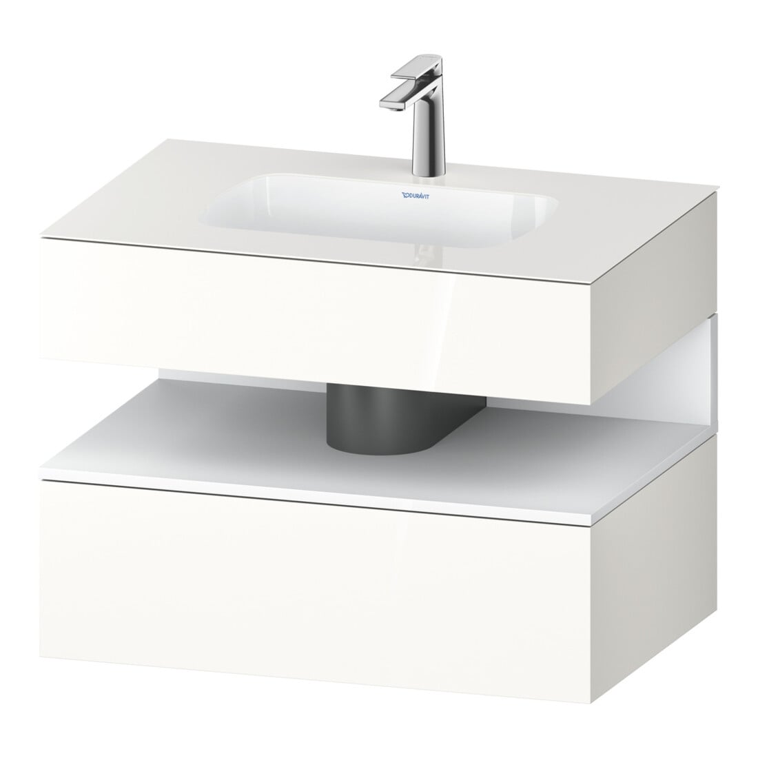 Duravit Meuble-lavabo encastré Qatego 80x55x60 cm, blanc mat/bois, Kon-WTU, niche