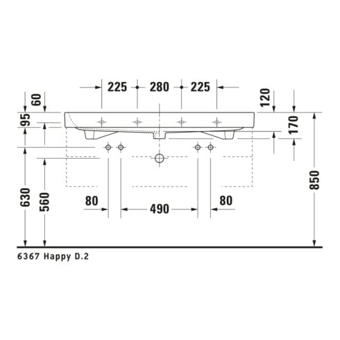 Duravit Meuble lavabo Happy D.2 120x50,5 cm, 2 Tiroirs, S/Plan, Blanc