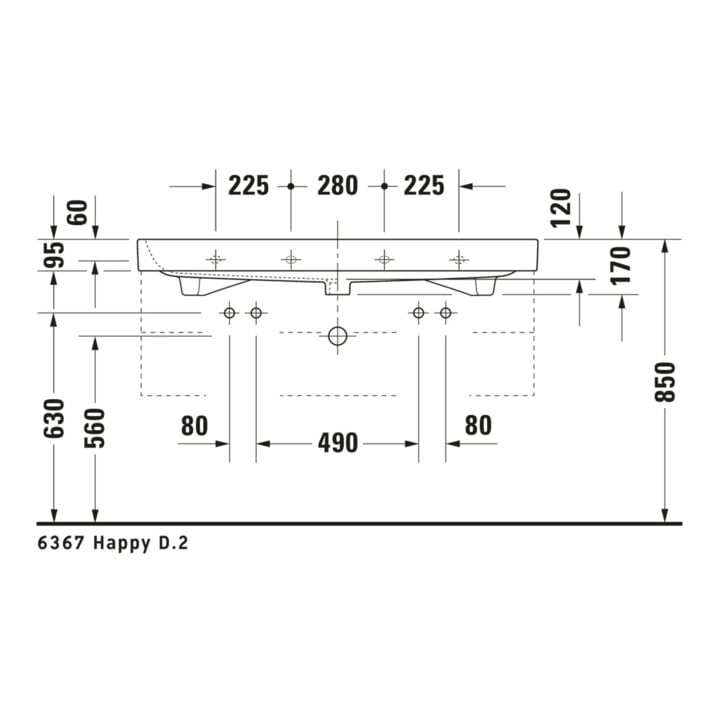 Duravit Meuble lavabo Happy D.2 120x50,5 cm, 2 Tiroirs, S/Plan, Blanc