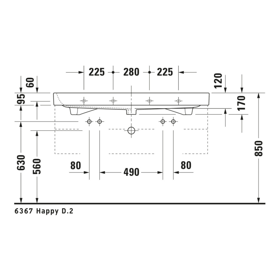 Duravit Meuble lavabo Happy D.2 120x50,5 cm, 2 Tiroirs, S/Plan, Blanc