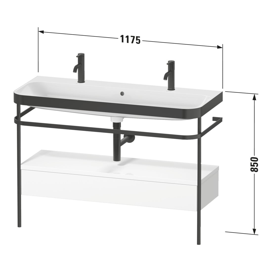 Duravit Meuble lavabo Happy D.2 Plus 117,5x49 cm, 1 t-l, console, blanc mat