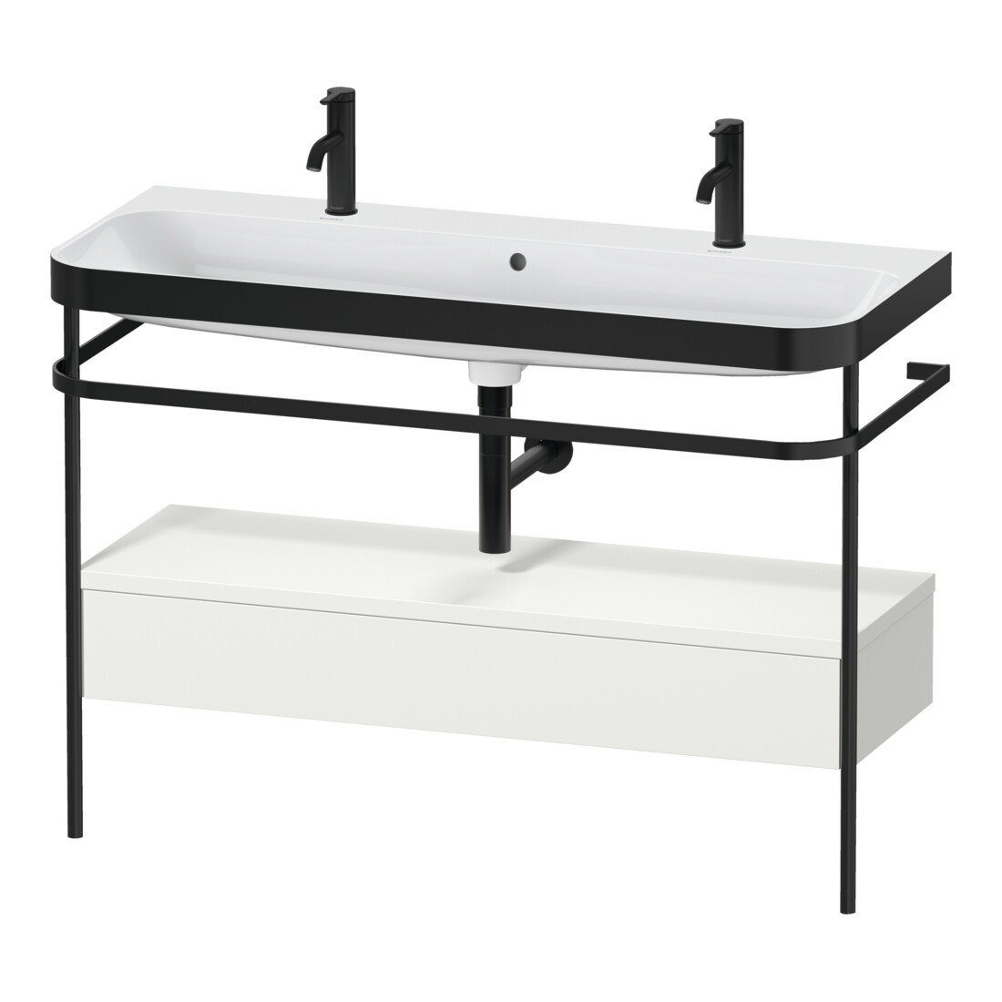 Duravit Meuble lavabo Happy D.2 Plus 117,5x49 cm, 1 trou, console, noir mat