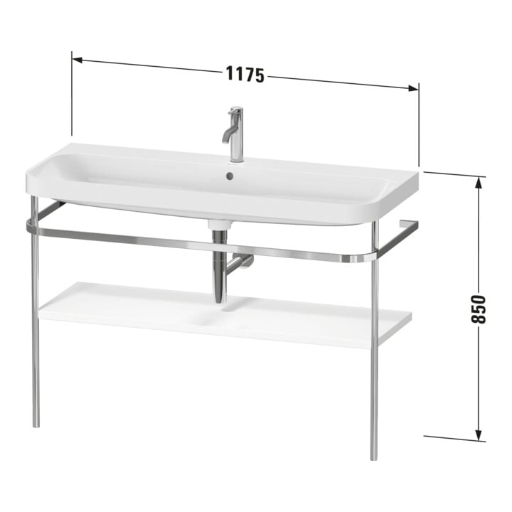 Duravit Meuble lavabo Happy D.2 Plus 117,5x49 cm, avec console, 2 trous, blanc mat