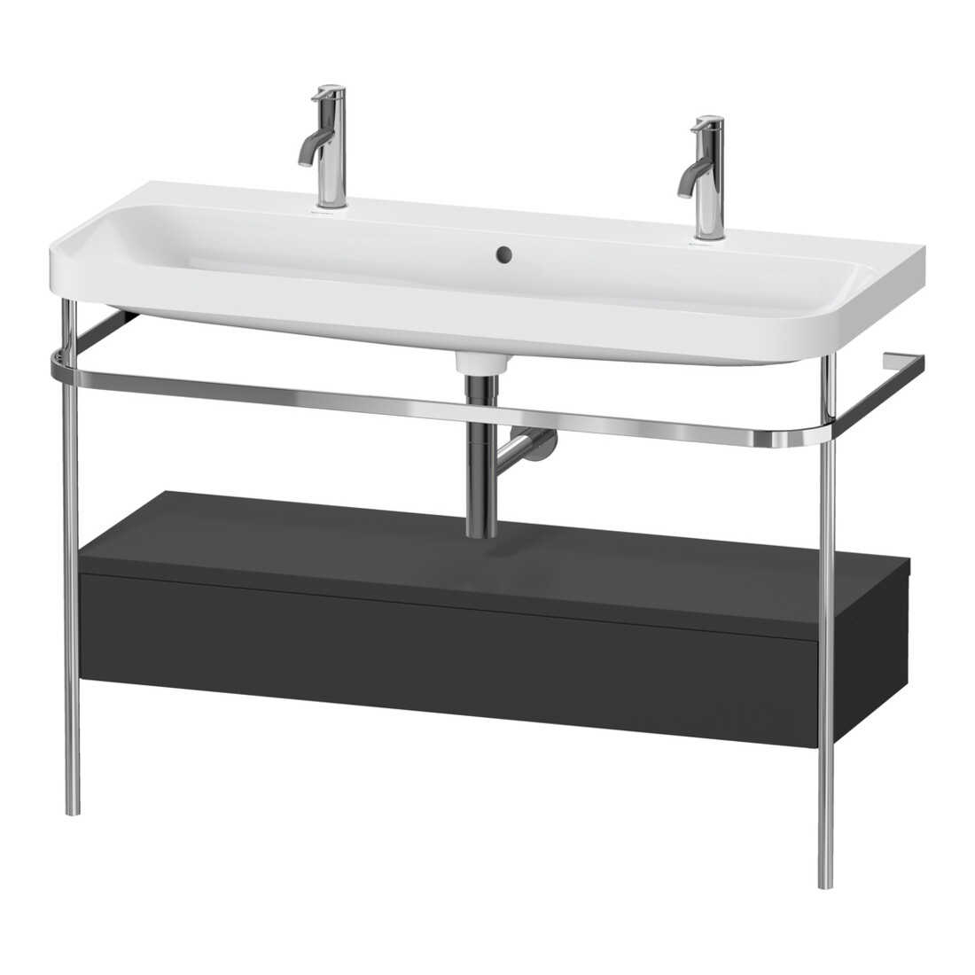Duravit Meuble lavabo Happy D.2 Plus 117,5x49cm, 1 mitigeur, avec console, 1 tiroir, gris mat