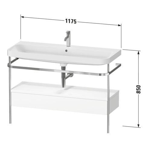 Duravit Meuble lavabo Happy D.2 Plus 117,5x49cm, avec console, 1 tiroir, sans trou robinet, gris mat