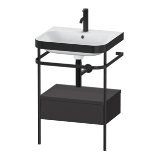 Duravit Meuble lavabo Happy D.2 Plus 57,5x49 cm, 1 mitigeur, gris, avec console, 1 tiroir