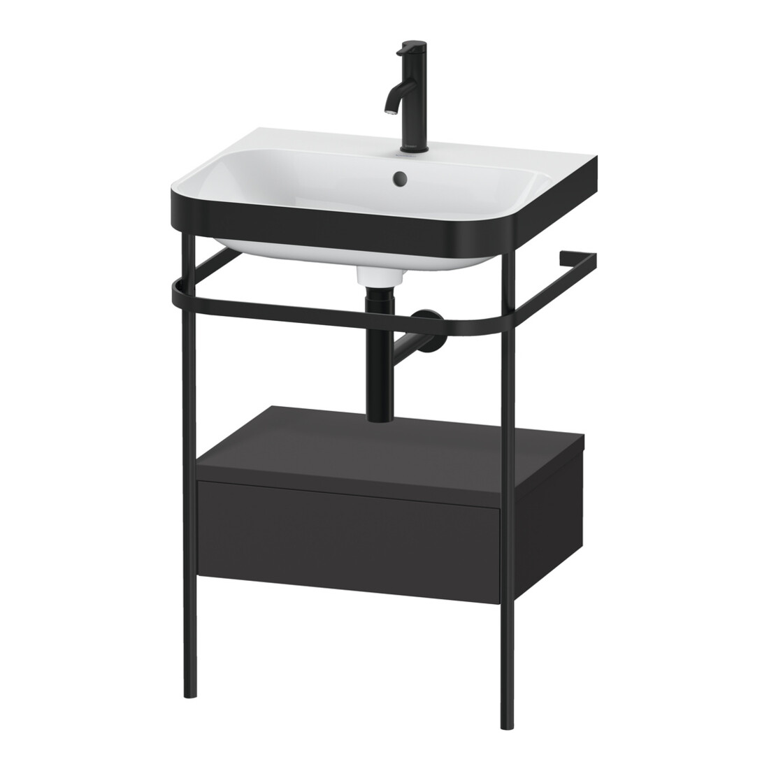 Duravit Meuble lavabo Happy D.2 Plus 57,5x49 cm, 1 mitigeur, gris, avec console, 1 tiroir