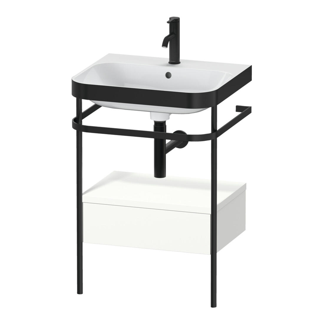 Duravit Meuble lavabo Happy D.2 Plus 57,5x49 cm, 1 robinet, blanc, avec console, 1 tiroir