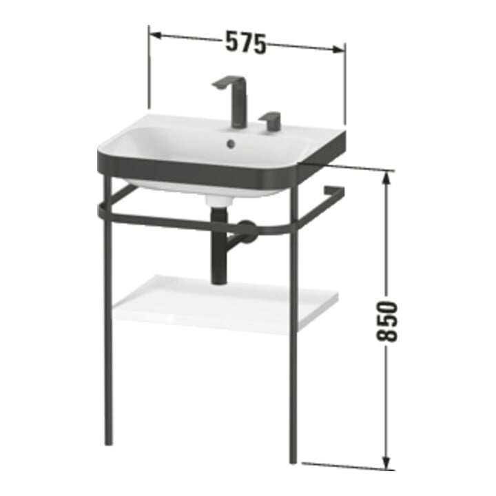 Duravit Meuble-lavabo Happy D.2 Plus 57,5x49 cm, 1 t, blanc mat, avec console