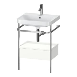 Duravit Meuble lavabo Happy D.2 Plus 57,5x49 cm, 1 trou, blanc mat, avec console, 1 tiroir