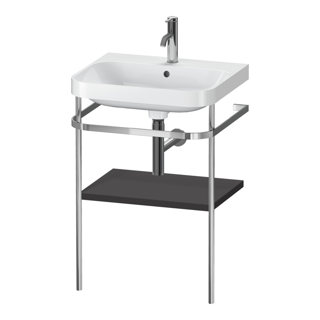 Duravit Meuble lavabo Happy D.2 Plus 57,5x49 cm, 1 trou, graphite mat, avec console