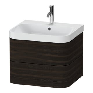 Duravit Meuble lavabo Happy D.2 Plus 57,5x49 cm, 1 trou robinet, noyer, 2 tiroirs