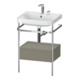 Duravit Meuble-lavabo Happy D.2 Plus 57,5x49 cm, 2 robinets, gris satiné, avec console, 1 tiroir-1