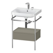 Duravit Meuble-lavabo Happy D.2 Plus 57,5x49 cm, 2 robinets, gris satiné, avec console, 1 tiroir