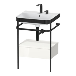 Duravit Meuble lavabo Happy D.2 Plus 57,5x49 cm, 2 tiroirs, blanc brillant, avec console, 1 tiroir